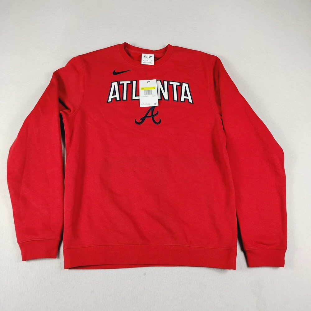 Atlanta‎ Braves Sweatshirt Mens Small Red MLB Baseball Pullover Nike Crew Neck
